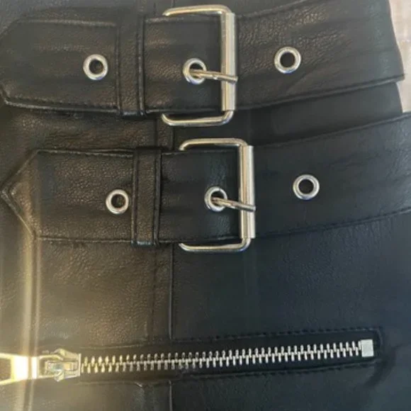 Topshop Motto Black Faux Leather Skirt Size US 8 (Euro 40) - Picture 10 of 11